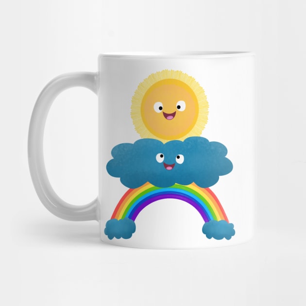 Cute happy sun cloud rainbow cartoon by FrogFactory